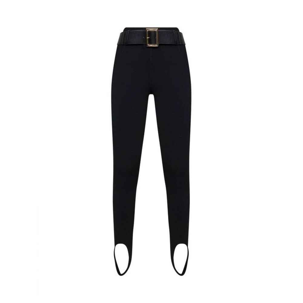 Self Portrait Women Black Compact Knit Stirrup Leggings
